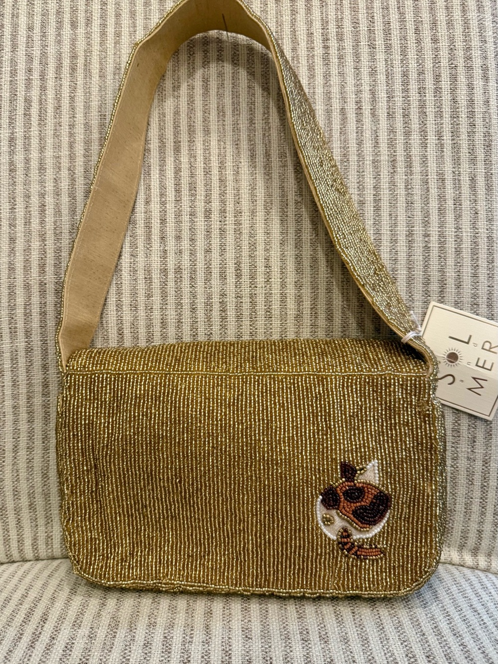 Adorable Sol Mer Beaded Gold Beaded Cat Shoulder Bag 🐱 - Picture 2 of 8